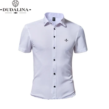 Anti-wrinkle and non-iron Embroidery Blusa Camisa Social Masculina Dudalina Short Sleeve Slim Fit Shirt Men floral Clothing Male 
Anti-wrinkle and non-iron Embroidery Blusa Camisa Social Masculina Dudalina Short Sleeve Slim Fit Shirt Men floral Clothing Male