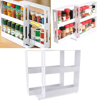 Multi-Function Rotating Storage Shelf Kitchen Spice Organizer Rack Slide Kitchen Cabinet Cupboard Organizer Kitchen Storage Rack