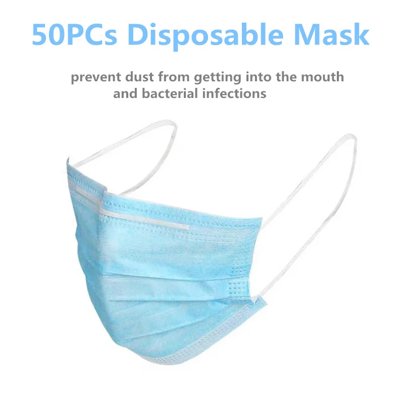 50pcs Non Woven Disposable Face Mask Anti Dust Face Mouth Mask Anti PM2.5 Anti Pollution Breathing Safety Earloops Respirator
50pcs Non Woven Disposable Face Mask Anti Dust Face Mouth Mask Anti PM2.5 Anti Pollution Breathing Safety Earloops Respirator