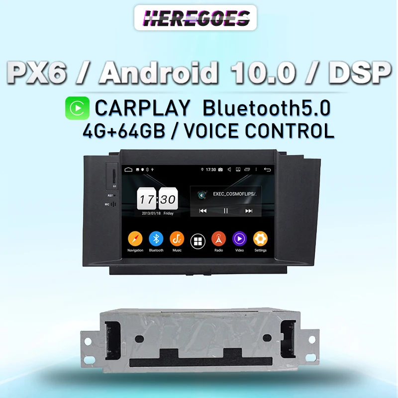 Автомобильный DVD-плеер Carplay PX6 DSP Android 11 0 4 Гб + 128 ГБ мультимедийная навигация GPS RDS