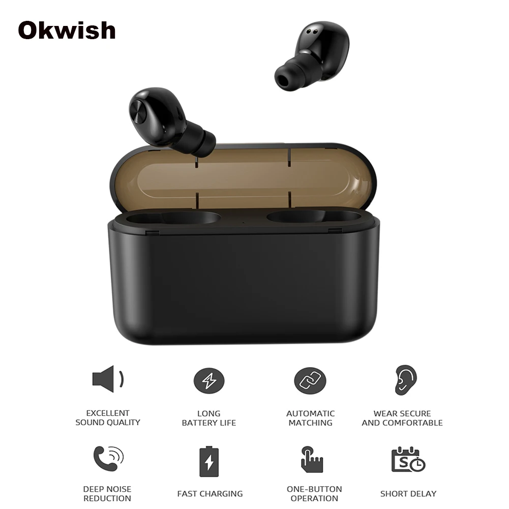 TWS Bluetooth Earphone Invisible Wireless Earbuds Mini Wireless Earphones Stereo Bluetooth Headphones with 2200mAh Charging Box
TWS Bluetooth Earphone Invisible Wireless Earbuds Mini Wireless Earphones Stereo Bluetooth Headphones with 2200mAh Charging Box