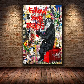 Graffiti Canvas Posters Follow Your Dreams Monkey Gorilla Animal Prints for Home Wall Art Pictures For Living Room Decoration
Graffiti Canvas Posters Follow Your Dreams Monkey Gorilla Animal Prints for Home Wall Art Pictures For Living Room Decoration