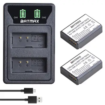 Batmax LP-E10 LP E10 LPE10 Battery+LED Dual Charger with Type C Port&USB Cable for Canon1100D 1200D 1300D 2000D Rebel T3 T5 T6
Batmax LP-E10 LP E10 LPE10 Battery+LED Dual Charger with Type C Port&USB Cable for Canon1100D 1200D 1300D 2000D Rebel T3 T5 T6