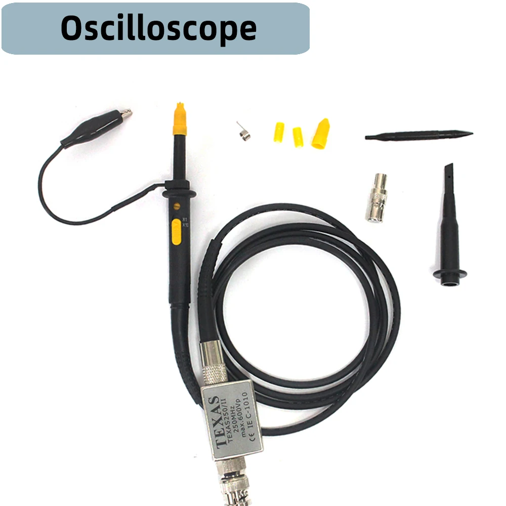 

P6100 Oscilloscope Probe Kit 100MHz 200MHz 300MHz Mayitr High Precision Scope Analyzer X1 X10 Alligator Clip Probes Test Leads