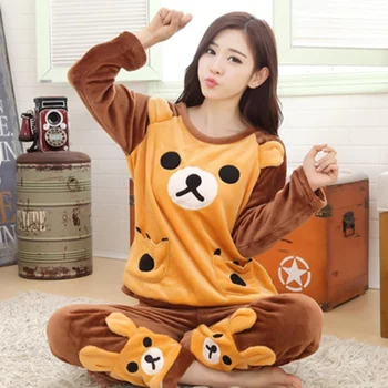 Coral Flannel Animal Pyjama Bear Pajama Set Winter Warm Womens Clothing Cute Lingerie Sleepwear Nightwear Top + Long Pants
Coral Flannel Animal Pyjama Bear Pajama Set Winter Warm Womens Clothing Cute Lingerie Sleepwear Nightwear Top + Long Pants
