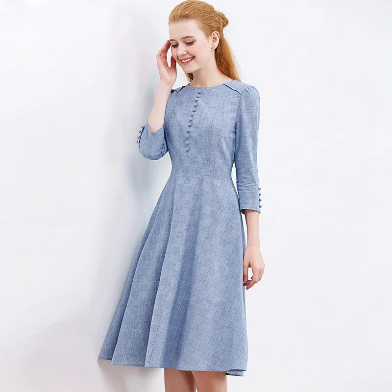 Only Plus Blue Plaid Dress Women One Piece O-Neck Wrist Sleeve A-Line Office Knee Length Women Dresses With Button Summer 2020
Only Plus Blue Plaid Dress Women One Piece O-Neck Wrist Sleeve A-Line Office Knee Length Women Dresses With Button Summer 2020