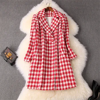 Woman Winter Coats and Jackets 2019 Fashion Designer Turn Down Collar Plaid Loose Wool Blend Long Woolen Overcoat Outerwear 
Woman Winter Coats and Jackets 2019 Fashion Designer Turn Down Collar Plaid Loose Wool Blend Long Woolen Overcoat Outerwear