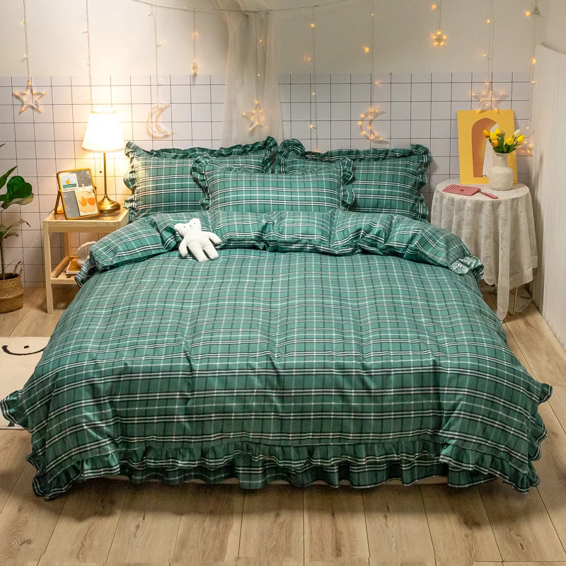 Home Textile Green Gray Simple Bedding Sets Duvet Cover Pillowcase Flat Sheet Boy Teen Adult Girls Cotton Bed Linen Queen
Home Textile Green Gray Simple Bedding Sets Duvet Cover Pillowcase Flat Sheet Boy Teen Adult Girls Cotton Bed Linen Queen