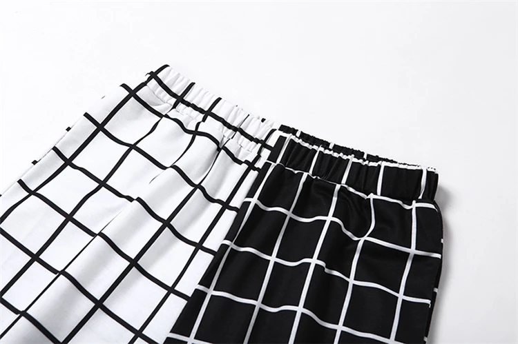 2020 Hipster Black White Plaid Patchwork Harem Pants Female Hip-hop Street Dance Pants Casual Harajuku Korean Straight Trouser6.jpg