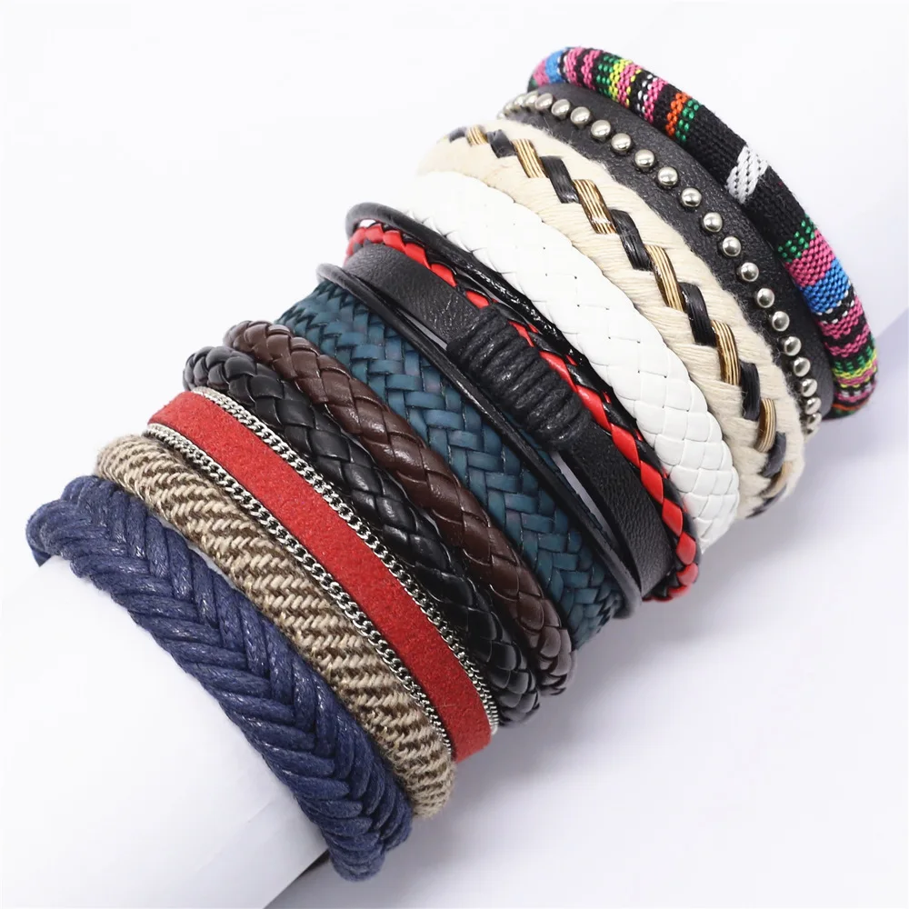 10 Pcs/set Weave Wrap Leather Men Bracelets for Women Bangles Femme Homme Male Jewelry Pulsera Hombre Erkek Bileklik Pulseira
10 Pcs/set Weave Wrap Leather Men Bracelets for Women Bangles Femme Homme Male Jewelry Pulsera Hombre Erkek Bileklik Pulseira