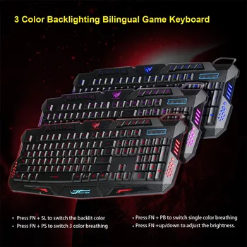 Gaming Keyboard+Mouse Multimedia 3 Colors LED Luminated USB Backlit Wired Laptop игровая клавиатура клавиатура проводная
Gaming Keyboard+Mouse Multimedia 3 Colors LED Luminated USB Backlit Wired Laptop игровая клавиатура клавиатура проводная