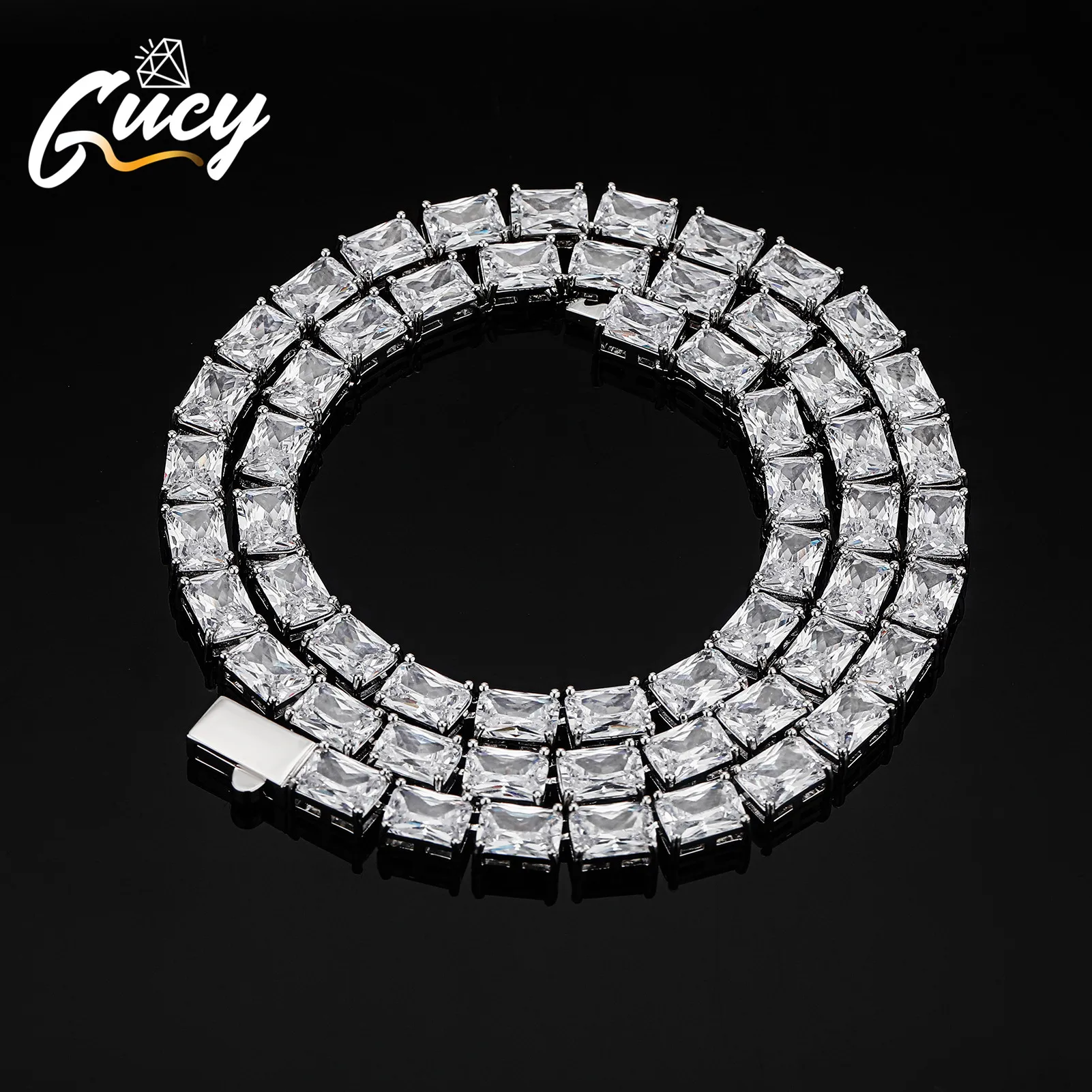 

GUCY Men Hip Hop Iced Out Bling CHain Necklace fashion 6mm Tennis Chain Choker Necklaces for Men Women Hip Hop Jewlery Gift