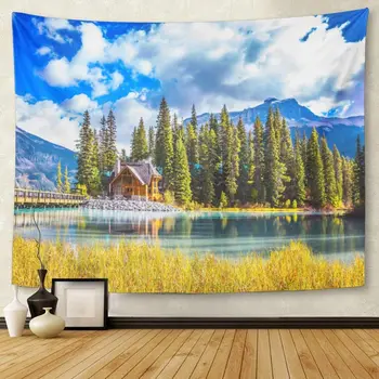 Blue Landscape Bridge Over Emerald Lake Camping and Coniferous Forest Yoho National Park Canada Green Tapestry Wall Hanging
Blue Landscape Bridge Over Emerald Lake Camping and Coniferous Forest Yoho National Park Canada Green Tapestry Wall Hanging
