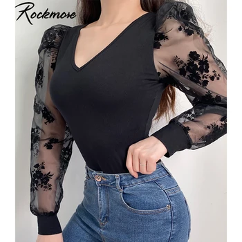 Rockmore Flower Print Bodycon Women Bodysuit Mesh See Through Puff Long Sleeve Jumpsuit V-Neck Sexy Bodysuits White Winter Body
Rockmore Flower Print Bodycon Women Bodysuit Mesh See Through Puff Long Sleeve Jumpsuit V-Neck Sexy Bodysuits White Winter Body