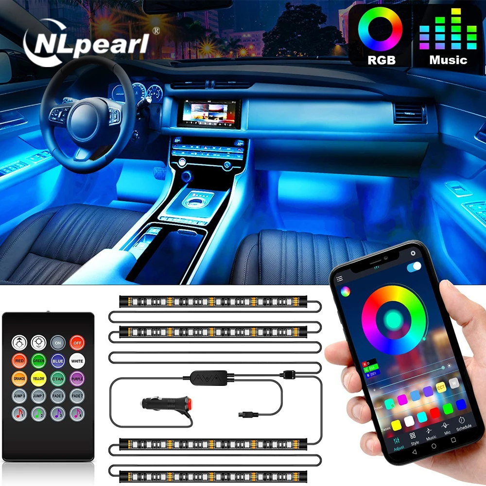 NLpearl 4IN1 RGB LED Car Interior Light Decoration Remote APP Music Control LED Strip Light Atmosphere Decorative LED Foot Light
NLpearl 4IN1 RGB LED Car Interior Light Decoration Remote APP Music Control LED Strip Light Atmosphere Decorative LED Foot Light