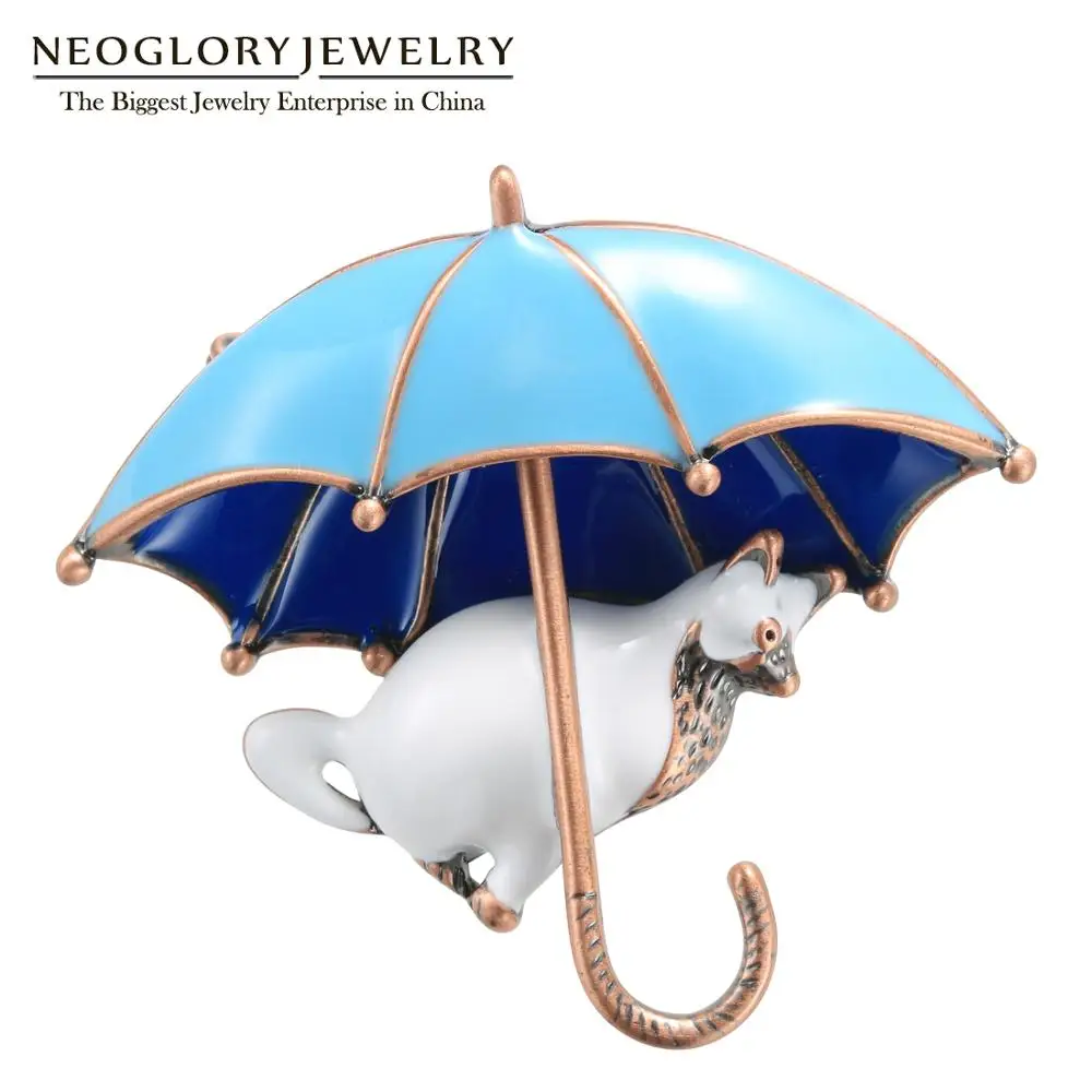 Neoglory2020 новый дизайн яркие броши в форме кота и Umbrela Мультяшные эмалевые Броши для