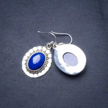 Natural Lapis Lazuli Handmade Unique 925 Sterling Silver Earrings 1.5" X4621 
Natural Lapis Lazuli Handmade Unique 925 Sterling Silver Earrings 1.5" X4621