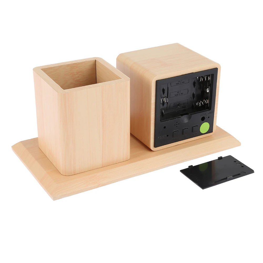 Hot Digital Thermometer Wooden LED Alarm Clock with Pen Case Digital Alarm Clocks Storage Box Retro Glow Clock Desktop Table Clo
Hot Digital Thermometer Wooden LED Alarm Clock with Pen Case Digital Alarm Clocks Storage Box Retro Glow Clock Desktop Table Clo