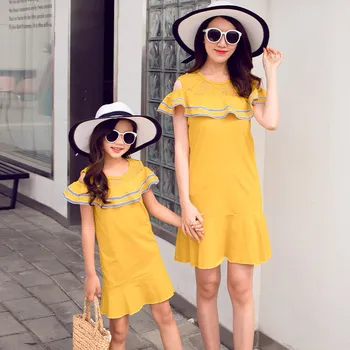 Parent Child Kids Mother and Daughter Dresses Stitching Lotus Leaf Sleeve Temperament Dresses Family Matching Outfits Yellow
Parent Child Kids Mother and Daughter Dresses Stitching Lotus Leaf Sleeve Temperament Dresses Family Matching Outfits Yellow