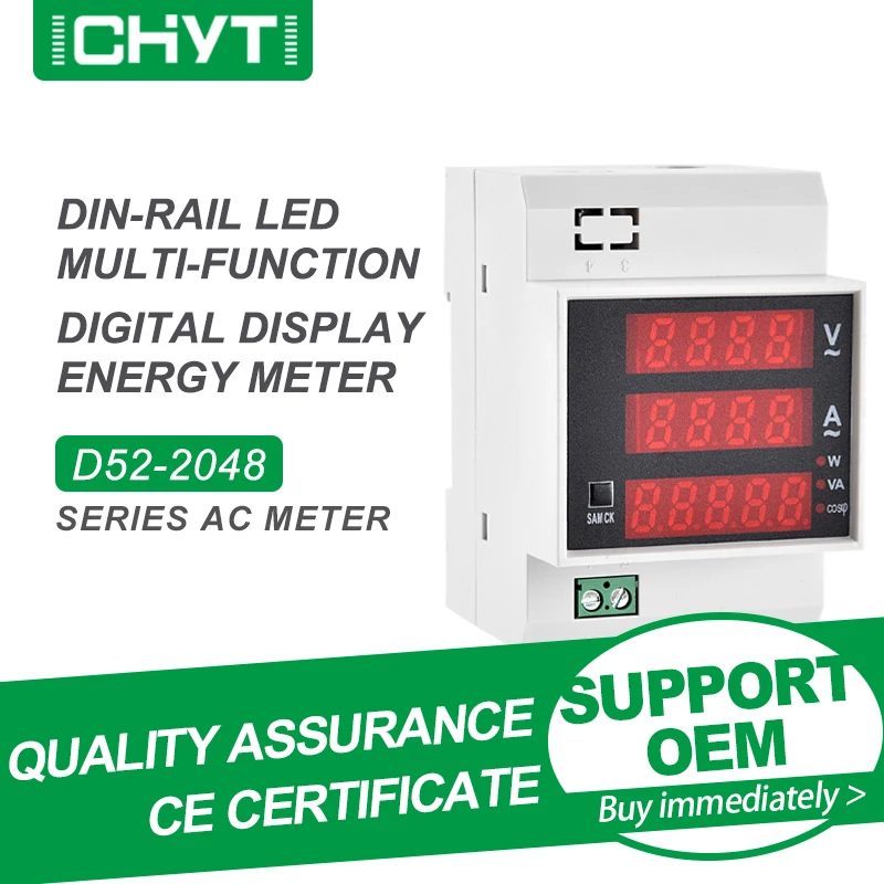 Free Shipping CHYT D52-2048 Din Rail AC 80-300V 200-450V 0-100A Active Power Factor Energy LED Digital Multi Function Meter
Free Shipping CHYT D52-2048 Din Rail AC 80-300V 200-450V 0-100A Active Power Factor Energy LED Digital Multi Function Meter