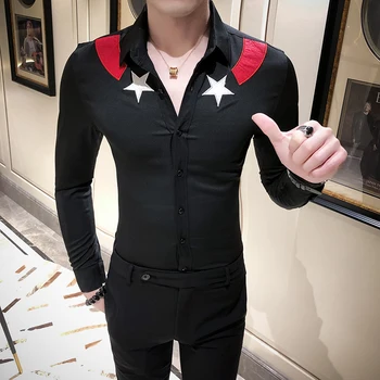 High Quality Casual Men Shirt Star Print Slim Fit Long Sleeve Shirt Camisa Masculina 2020 Formal Business Social Dress Shirts
High Quality Casual Men Shirt Star Print Slim Fit Long Sleeve Shirt Camisa Masculina 2020 Formal Business Social Dress Shirts