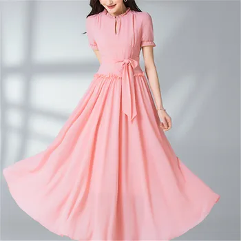 Popular Short Sleeves Plus Size Casual O-Neck Dress High Waist Chiffon Fashion All Match Office Summer Women Female New 2020
Popular Short Sleeves Plus Size Casual O-Neck Dress High Waist Chiffon Fashion All Match Office Summer Women Female New 2020
