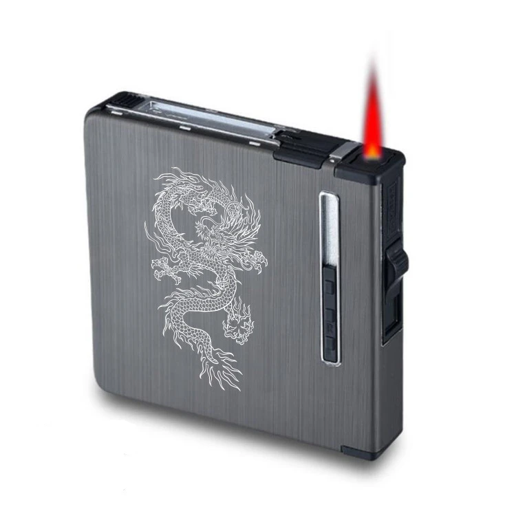 Dragon Pattern 2 In 1 Cigarette Case Windproof Adjustable Flame Refillable Gas Lighter Can Hold 20 Cigarettes Smoking Gadgets
Dragon Pattern 2 In 1 Cigarette Case Windproof Adjustable Flame Refillable Gas Lighter Can Hold 20 Cigarettes Smoking Gadgets