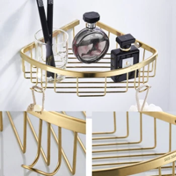 Bathroom Shelves Brushed Gold Metal Shower Corner Shelf Wall Mount Shampoo Storage Shelf Rack Bathroom Basket Holder
Bathroom Shelves Brushed Gold Metal Shower Corner Shelf Wall Mount Shampoo Storage Shelf Rack Bathroom Basket Holder