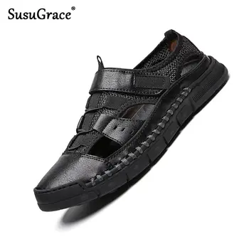 SusuGrace summer men casual shoes sandals leather sneaker beach outdoor hook & loop slippers breathable comfortable retro flats
SusuGrace summer men casual shoes sandals leather sneaker beach outdoor hook & loop slippers breathable comfortable retro flats