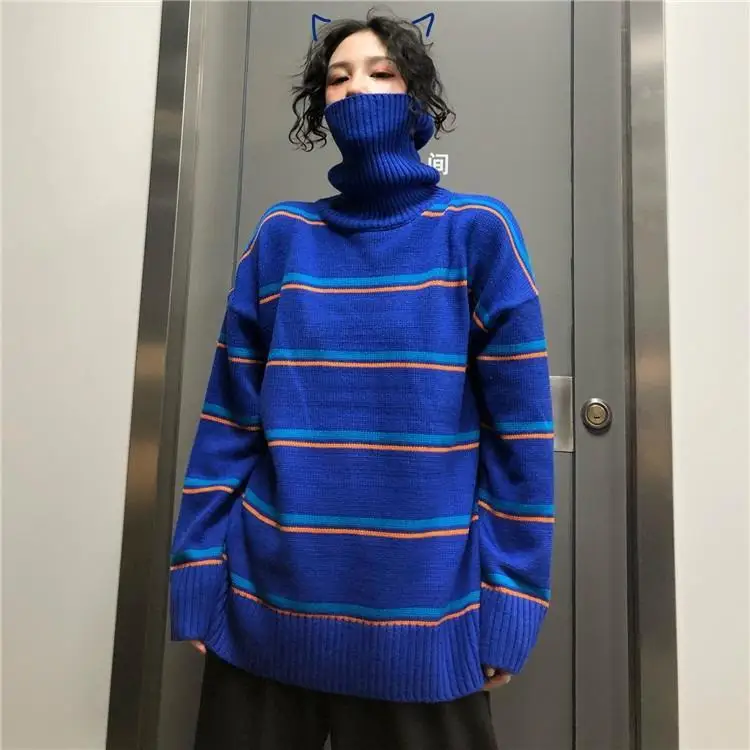 Autumn and Winter Korean style turtleneck sweater female loose student striped bf lazy wind Joker Net red sweater
Autumn and Winter Korean style turtleneck sweater female loose student striped bf lazy wind Joker Net red sweater