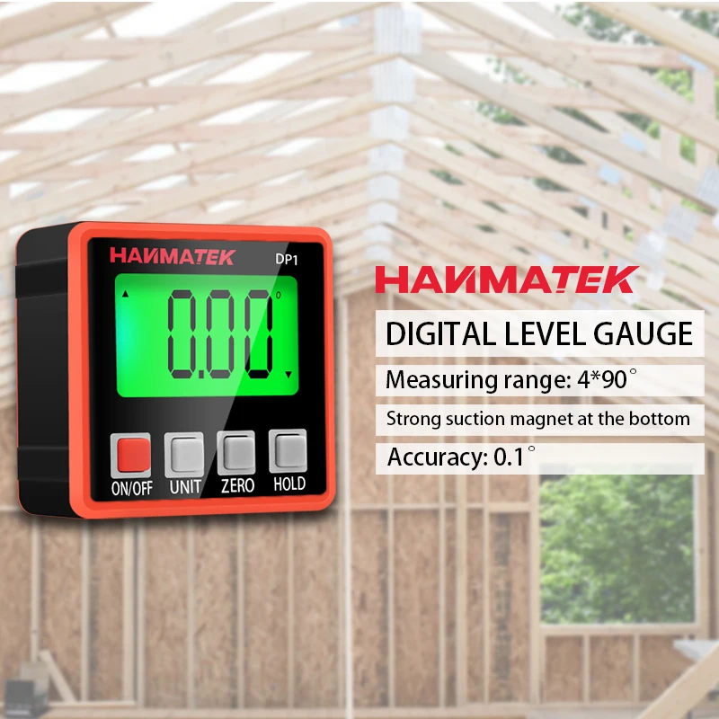 HANMATEK high-precision digital display protractor 60 degrees pocket digital protractor magnetic base level easy to carry
HANMATEK high-precision digital display protractor 60 degrees pocket digital protractor magnetic base level easy to carry