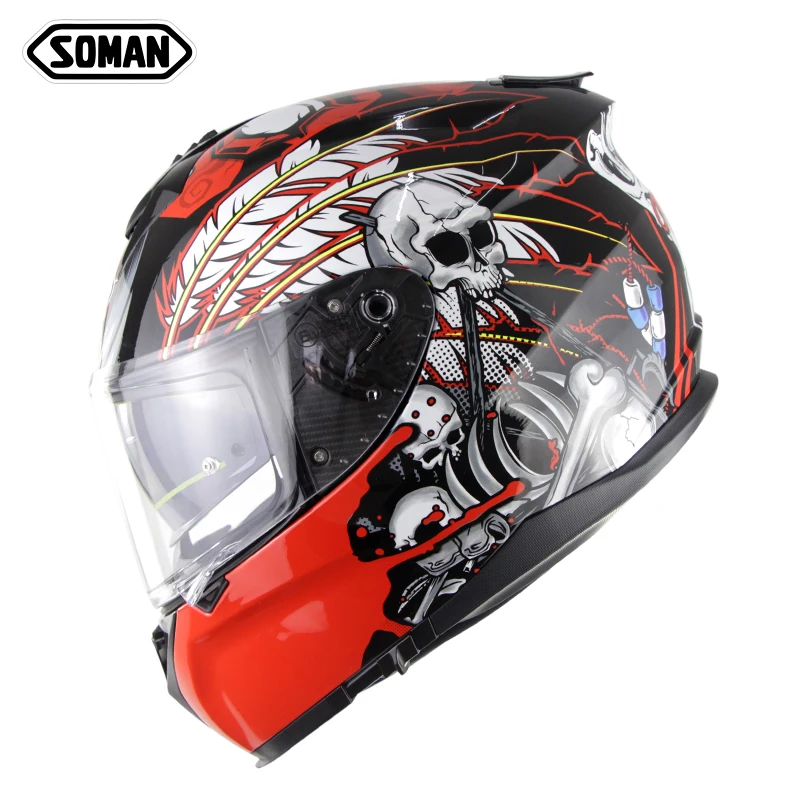 Soman Full Face Helmet Highway Riding Motorcycle Helmet Skull Printed ECE Certificated Cool Design Helm for Racing Casco Moto
Soman Full Face Helmet Highway Riding Motorcycle Helmet Skull Printed ECE Certificated Cool Design Helm for Racing Casco Moto