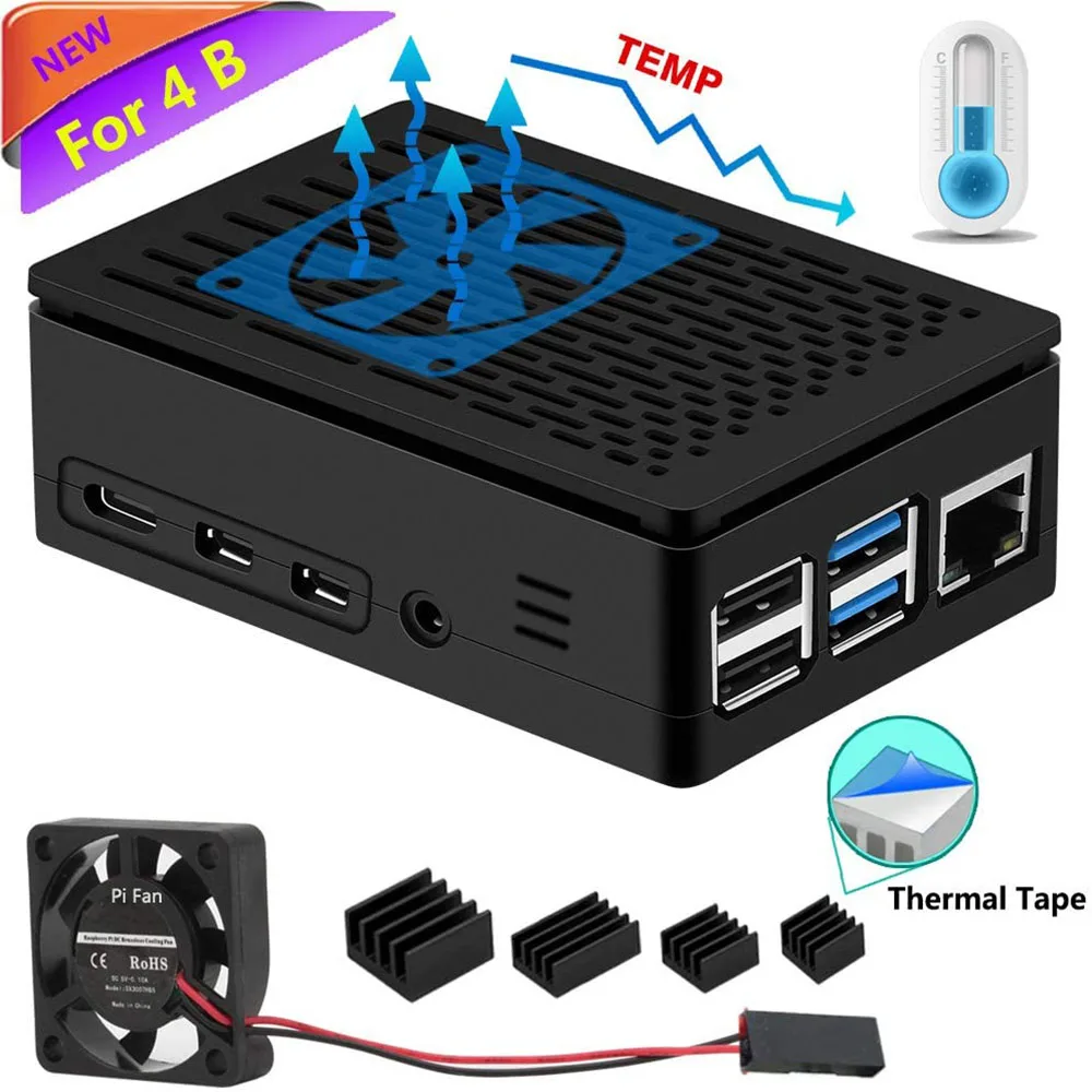 demo board accessory Raspberry Pi 4 Case with Cooling Fan and Heatsink for Raspberry Pi 4 Model B/Pi 4b (ABS-Black H)
demo board accessory Raspberry Pi 4 Case with Cooling Fan and Heatsink for Raspberry Pi 4 Model B/Pi 4b (ABS-Black H)