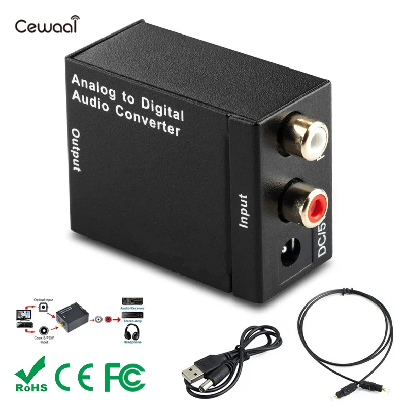 Cewaal Audio Adapter To To Analog Spdif Adaptor Digital Optical Fiber for Tv Box Balck Coaxial RCA Audio Converter Adapter
Cewaal Audio Adapter To To Analog Spdif Adaptor Digital Optical Fiber for Tv Box Balck Coaxial RCA Audio Converter Adapter