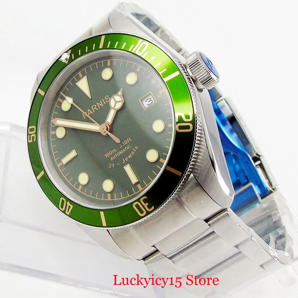 PARNIS High Quality 41mm Men Watch Green Dial Date Sapphire Glass Automatic Movement Mental Bracelet Self Winding Wristwatch
PARNIS High Quality 41mm Men Watch Green Dial Date Sapphire Glass Automatic Movement Mental Bracelet Self Winding Wristwatch