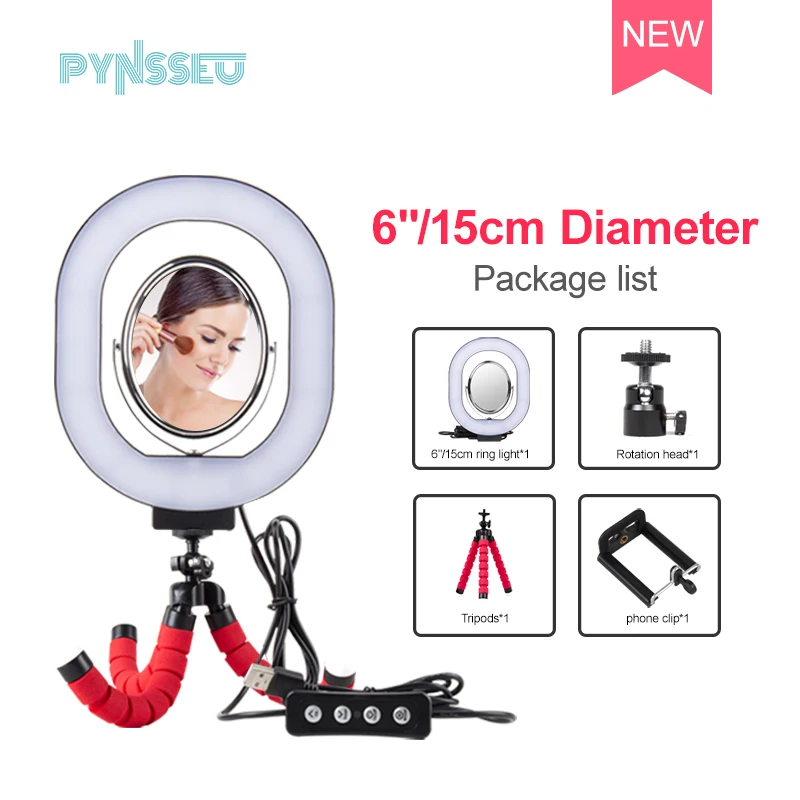 PYNSSEU Selfie ring Light with tripod for make up Ring Lamp with mirror brightness settings Shining for live stream
PYNSSEU Selfie ring Light with tripod for make up Ring Lamp with mirror brightness settings Shining for live stream