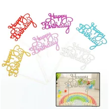 Niños adultos papel carta Cupcake Toppers fiesta suministros pastel bandera Cupcake Toppers Feliz cumpleaños fiesta decoraciones(China)