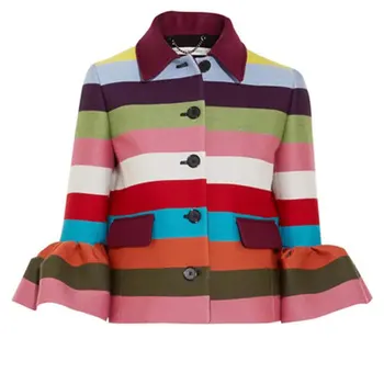 2019 Autumn And Winter Rainbow Slim Coat Trumpet Sleeve Stitching Color Single-breasted Short Jacket
2019 Autumn And Winter Rainbow Slim Coat Trumpet Sleeve Stitching Color Single-breasted Short Jacket