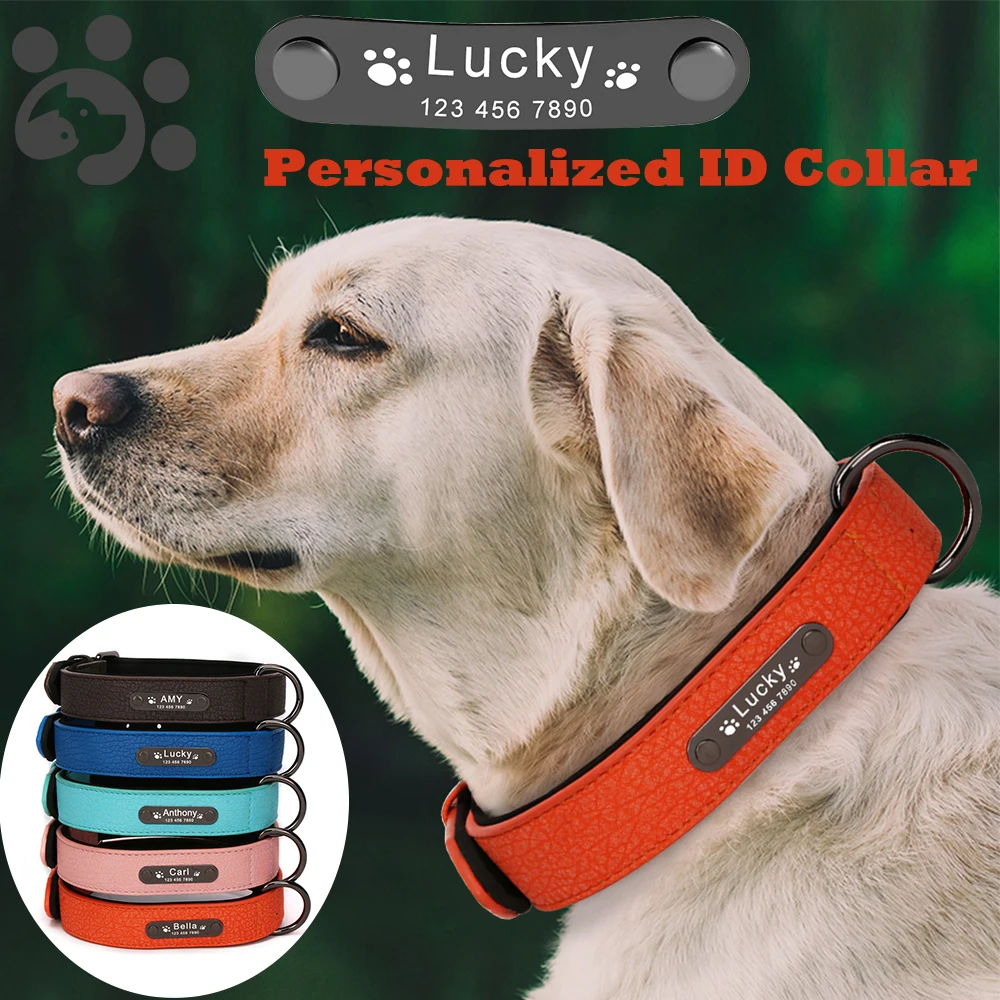 Dog ID Collars Personalized Large Collar Custom PU Leather Dog Collar Durable Padded ID Tag Pets Collar Pet Supplies MP0101
Dog ID Collars Personalized Large Collar Custom PU Leather Dog Collar Durable Padded ID Tag Pets Collar Pet Supplies MP0101