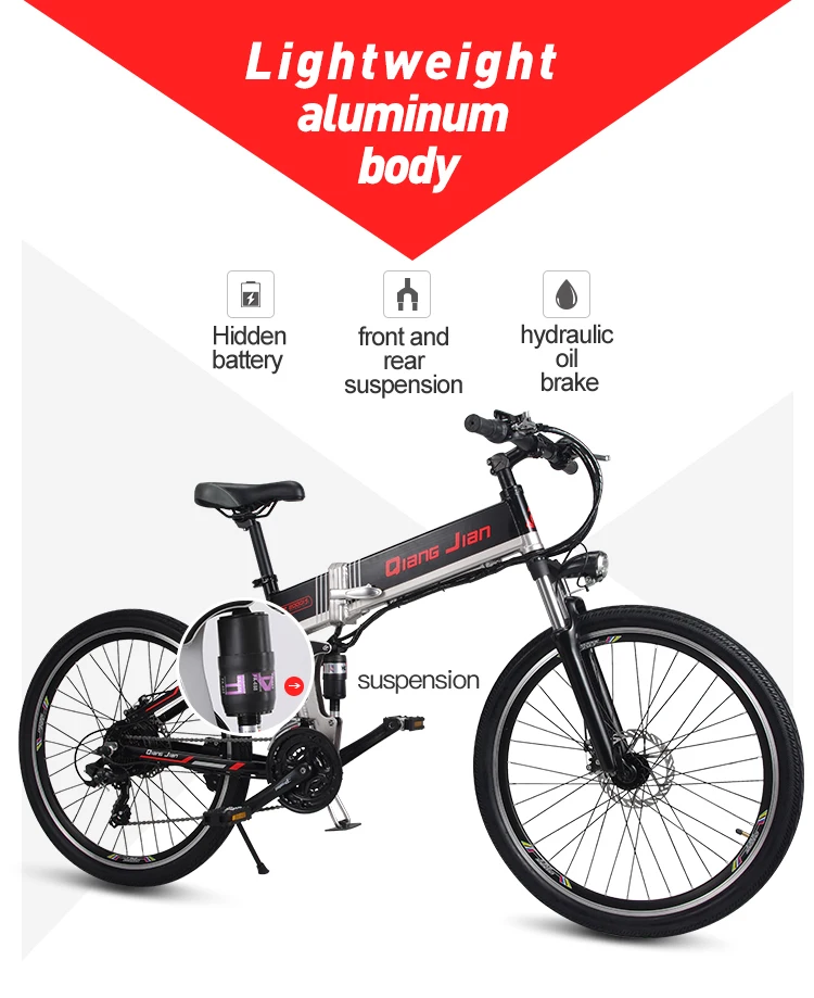 Sale New electric bicycle 48V500W assisted mountain bicycle 50KM super large lithium battery 48V10.4AH electric bicycle Ebike Moped 3