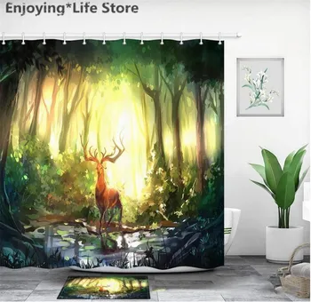 Forest & Deer Shower Curtain Rug Waterproof Fabric Shower Curtain Set Bathroom Mat Bath Decor with Mat 12 Hooks
Forest & Deer Shower Curtain Rug Waterproof Fabric Shower Curtain Set Bathroom Mat Bath Decor with Mat 12 Hooks