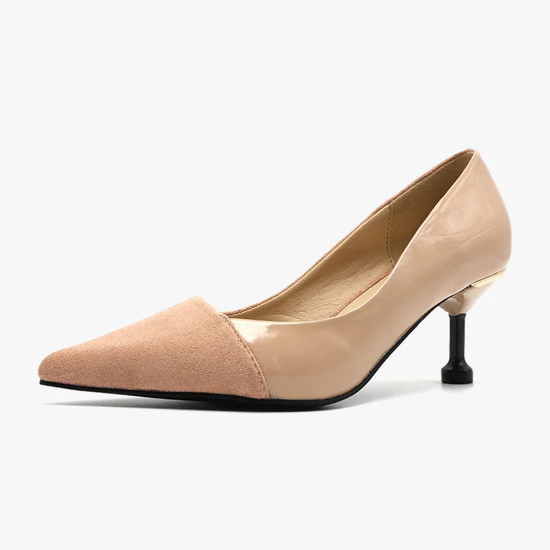 Women Patchwork Pump Slip on Shallow Slides Fashion 6cm High Heels Shoes Pointed Toe Stiletto Sexy Zapatos Mujer Black Gray Pink 
Women Patchwork Pump Slip on Shallow Slides Fashion 6cm High Heels Shoes Pointed Toe Stiletto Sexy Zapatos Mujer Black Gray Pink