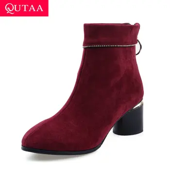 QUTAA 2020 Flock Zipper Autumn Winter Elegant Ankle Boots Fashion Square High Heel Round Toe Warm Fur Women Shoes Size 34-43
QUTAA 2020 Flock Zipper Autumn Winter Elegant Ankle Boots Fashion Square High Heel Round Toe Warm Fur Women Shoes Size 34-43