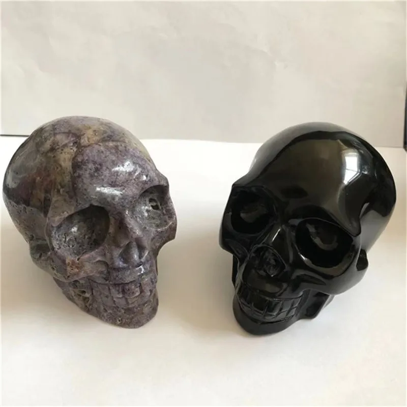 

Natural gemstone black obsidian hand carved skulls sphalerite crystals healing stones for folk crafts