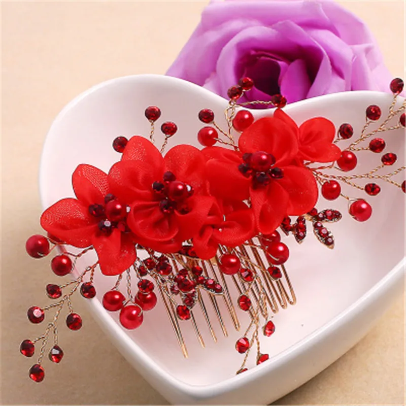 Classic Chinese Red Flower Bride Hair Pins Clips Wedding Jewelry Accessories Bridal Crystal Hair Clip Bride Headwear Headpiece
Classic Chinese Red Flower Bride Hair Pins Clips Wedding Jewelry Accessories Bridal Crystal Hair Clip Bride Headwear Headpiece