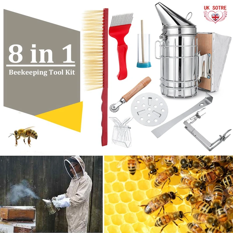 Stainless Steel Beekeeping Bee Hive Smoker Kit Heat Shield Tools Protection Scraper Equipment Set 8 in 1 Apiculture Accessories
Stainless Steel Beekeeping Bee Hive Smoker Kit Heat Shield Tools Protection Scraper Equipment Set 8 in 1 Apiculture Accessories