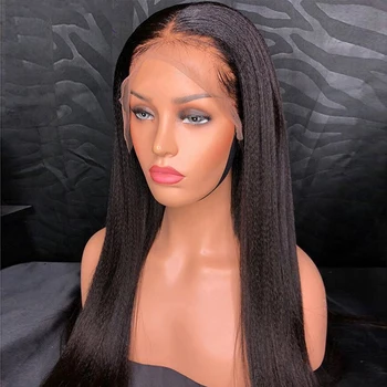 Jet Black Colored Yaki Straight Synthetic Lace Front Wigs For Black Women High temperature Fiber Brazilian Cosplay Wig
Jet Black Colored Yaki Straight Synthetic Lace Front Wigs For Black Women High temperature Fiber Brazilian Cosplay Wig