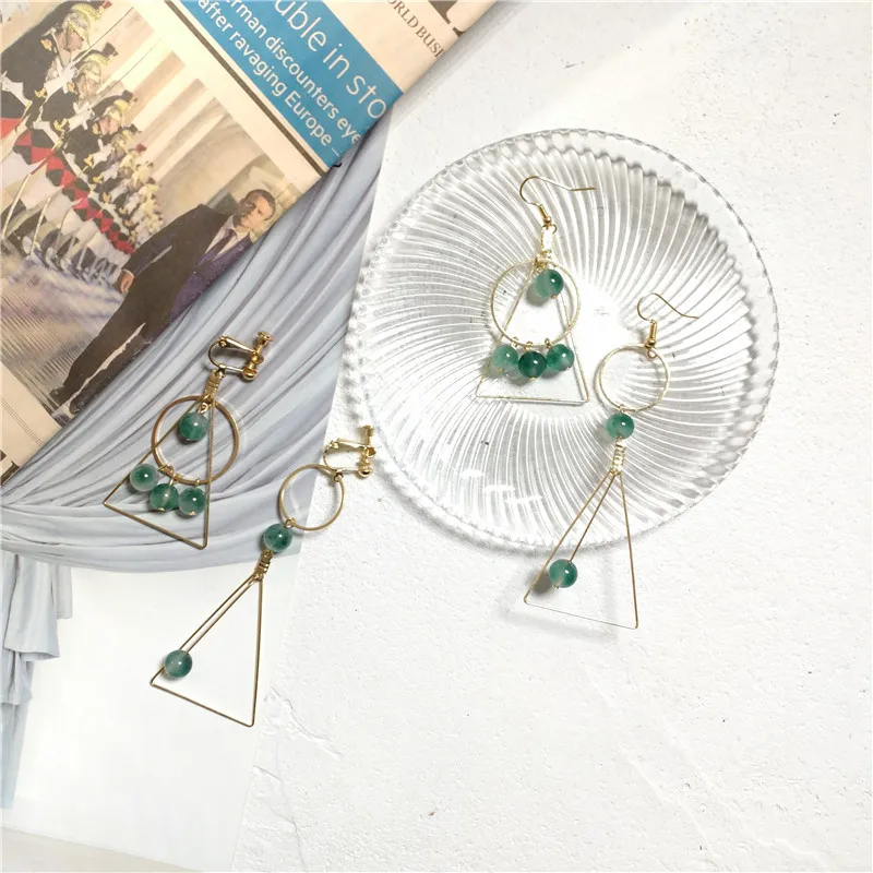 Retro Geometry Ice Green Drop Earrings Long Non-symmetrical Earrings Natural Stone Earrings Women's Ear Stud Wholesale
Retro Geometry Ice Green Drop Earrings Long Non-symmetrical Earrings Natural Stone Earrings Women's Ear Stud Wholesale