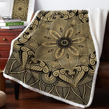BIGHOUSES Throw Blanket Mandala Pattern Golden Black Fleece Blankets Personalized Blankets Bedclothes 
BIGHOUSES Throw Blanket Mandala Pattern Golden Black Fleece Blankets Personalized Blankets Bedclothes