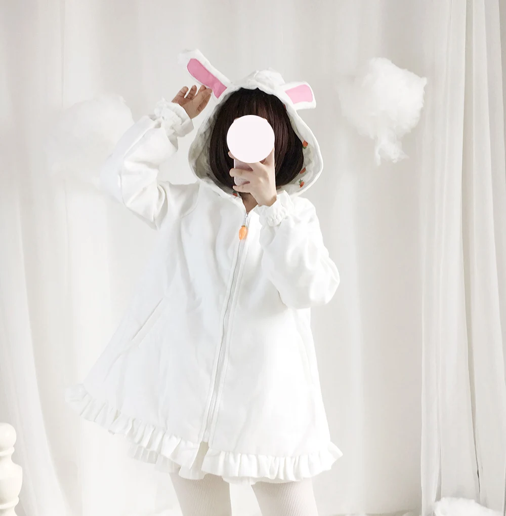 Japanese Style Spring Autumn Soft Girl Lolita Lovely Stereo Rabbit Ear Jacket Harajuku White Cute Carrot Printed Ruffles Coat
Japanese Style Spring Autumn Soft Girl Lolita Lovely Stereo Rabbit Ear Jacket Harajuku White Cute Carrot Printed Ruffles Coat